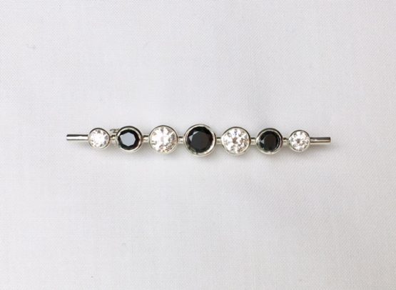Black and White Graduated Stones Silver Stock Pin