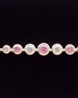 Pink Graduated Stones Stock Pin in Silver