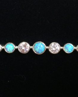 Blue Opal Graduated Stones Stock Pin in Silver
