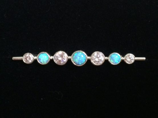 Blue Opal Graduated Stones Stock Pin in Silver