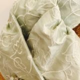 Peppermint embroidered tulip pure silk stock pre tied