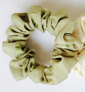 Sage green square motif scrunchie