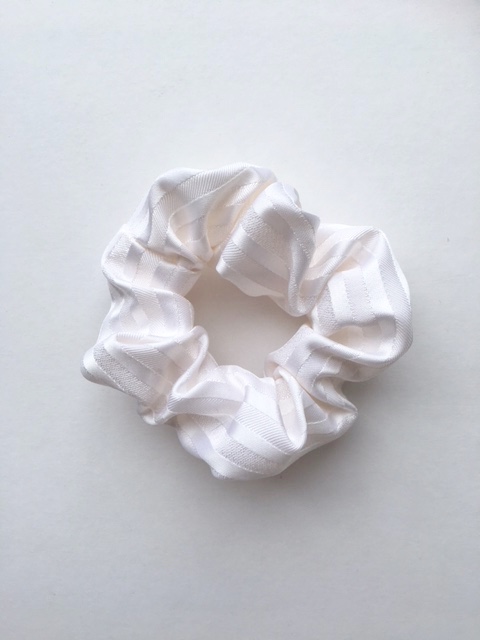 White Satin Stripe Scrunchie