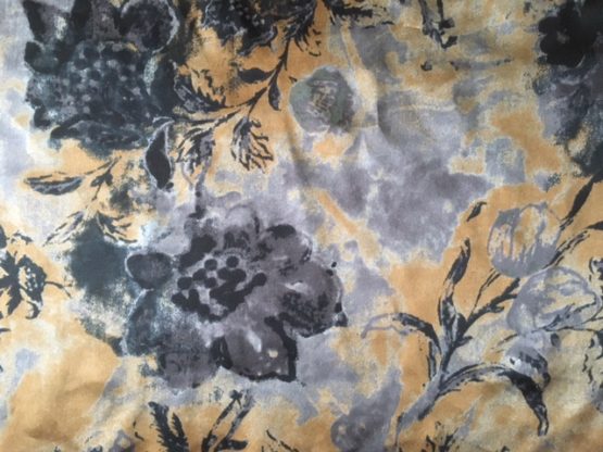 Camel and Grey floral Silk Scarf