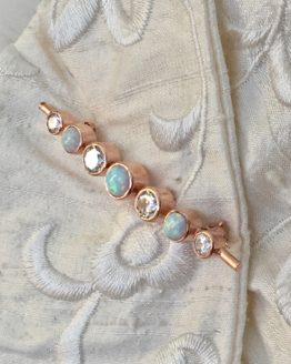 Graduated Stones White Opal Rose Gold Stock Pin