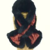 Claret Silk and Black Mink Faux Fur Stole