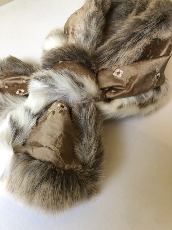 Cocoa Silk and Lynx Faux Fur Stole